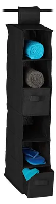 Image de Porte-vêtements suspendu, meuble de rangement, 6 compartiments, 2 tiroirs, pour armoire, H x l x P : env. 82 x 14,5 x 30 cm, noir