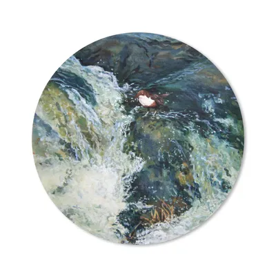 Produktbild von MuchoWow® Mauspad Mousepad Ölgemälde Der Vogel und der Wasserfall 30x30 cm - Mousepads - Maus Mat - Pad - Mausunterlage - Tischunterlage - Schreibtischmatten
