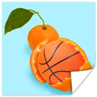 Produktbild von MuchoWow® Poster Basketball - Orange - Obst - Orange - Blatt 50x50 cm - Wohnzimmerdekoration