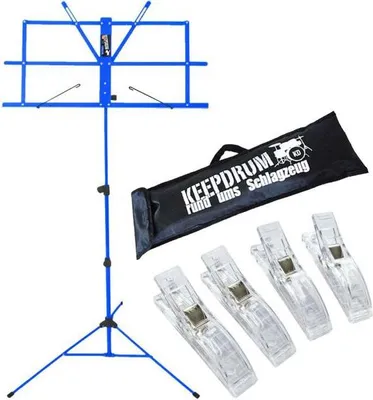 Produktbild von keepdrum MUS2BL Notenpult Blau mit 4 Notenklammern