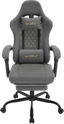 Produktbild von WOLTU Gaming Stuhl mit Massagefunktion, Taschenfederkissen, ergonomisch, Tech-Stoff : Grau Farbe: Grau