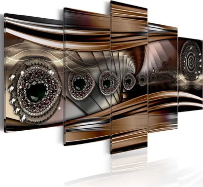 Immagine prodotto di Quadri su tela 200x100 cm a-A-0070-b-n quadro su tela non tessuta 5 pezzi stampa d'arte moderna arte murale XXL decorazione murale design quadro murale ABSTRAKT SCHMUCK DIAMANT