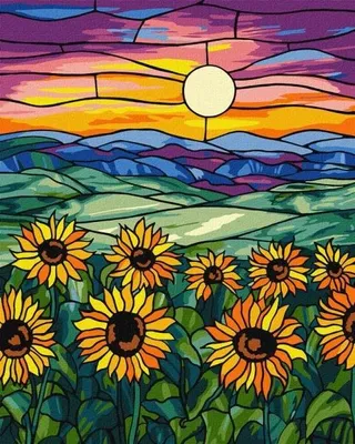 Produktbild von Malen nach Zahlen – Sonnenblumenfeld 40 x 50 cm – Ideyka