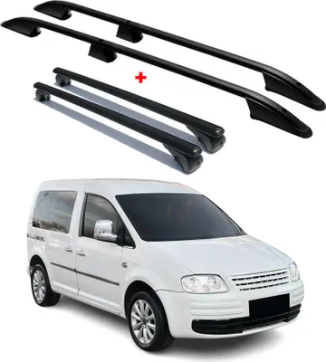 Zdjęcie produktu dla Zestaw belek dachowych do VW Caddy 3 4 2003-2020 Aluminium Czarny L1 Krótki rozstaw osi 4x