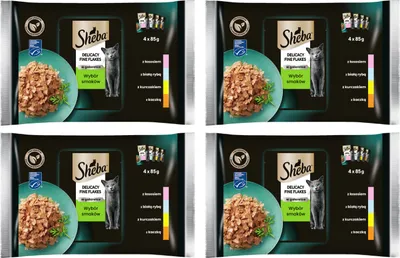 Produktbild von SHEBA Delicacy Katzennassfutter in Gelee, 20 Portionsbeutel 4x85g (5-er Pack) – Katzenfutter nass, Geflügel und Fisch Variation