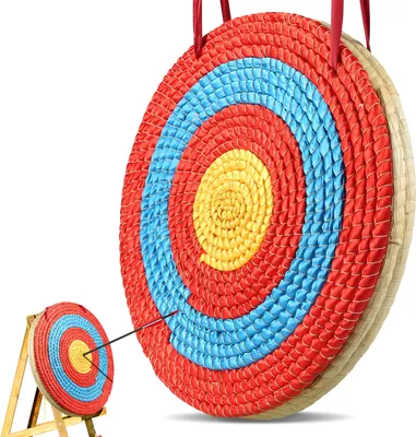 Produktbild von VEVOR 508 mm Zielscheibe Bogenschießen, Handgefertigtes Strohbogenziel für Recurvebogen Compoundbogen oder Langbogen, Aufhängbares Traditionelles Bogenpfeilziel für Jugend Erwachsene Bogenschießeneiß