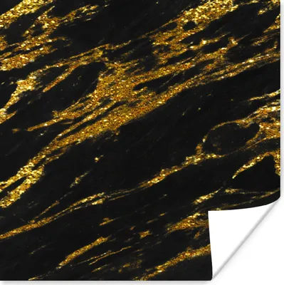 Produktbild von MuchoWow® Poster Marmor - Schwarz - Gold 50x50 cm - Wohnzimmerdekoration