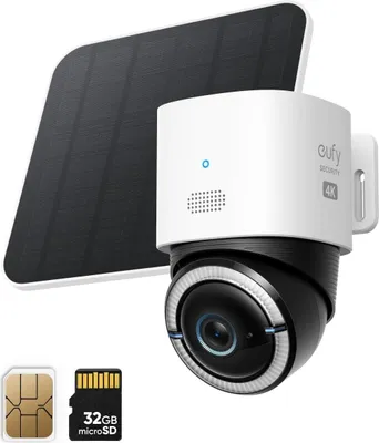 Zdjęcie produktu dla Eufy 4G LTE Cam S330, Kamera bezpieczeństwa IP, Zewnętrzna, Bezprzewodowy, 100 lm, Sufit / ściana / słup, Czarny, Biały