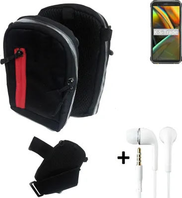 Produktbild von K-S-Trade Outdoor Gürteltasche Holster Umhängetasche + Kopfhörer kompatibel mit Blackview BV5100 schwarz Handy Tasche Case travelbag Schutzhülle