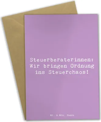 Produktbild von Mr. & Mrs. Panda Grußkarte Spruch Steuerberaterin Ordnung - Lavendeltraum - Geschenk, Berufsliebe, Berufsalltag, Berufspassion, einladungskarten, weihnachtskarten, Freude