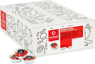 Produktbild von Van Oordt Erdbeerbecher mit Fruchtbelag Kasten 240 Stück x 15 Gramm