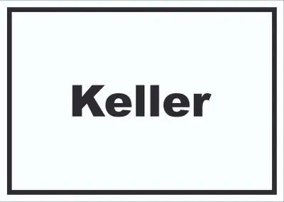 Produktbild von Keller Schild mit Text waagerecht A6 Rückseite selbstklebend