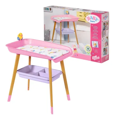 Produktbild von BABY born rosa Puppen Wickeltisch mit Holz-Optik und abnehmbaren Tuch-Halter