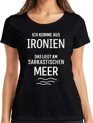 Obrázok produktu pre Pochádzam z ironického sarkastického mora sarkazmus humorný darček dámske tričko, čierne, L