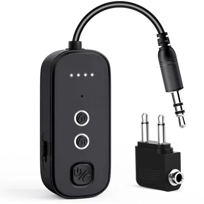 Produktbild von 2-in-1 Bluetooth 5.3 Audio Adapter,Sender (TX) & Empfänger (RX),15h Akku, 3,5mm AUX für Flugzeug-Kopfhörer, Auto & HiFi-Anlage,Dual Connection