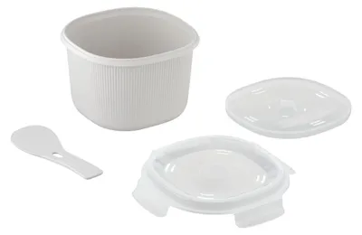 Mikrowellen-Reiskocher, 2,7 l, BPA-frei, 20,5 x 20,5 x 14,5 cm, weiß