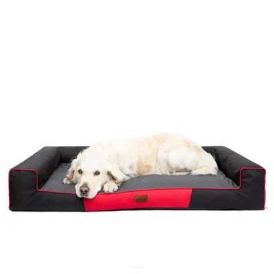 Zdjęcie produktu dla Legowisko Hobbydog Victoria, czarne z szarym, 100x66x17 cm (XL), zmywalne, dla psów i kotów, wytrzymałe, odporne na drapanie i gryzienie, odporne na wilgoć