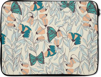 Produktbild von MuchoWow® Laptop Hülle 17 Zoll Laptoptasche Mädchen - Schmetterling - Blumen - Muster - Mädchen - Kinder - Kind - Zipper - Schutzabdeckung