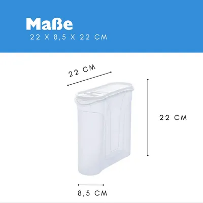 Obrázok produktu pre Novaliv dózy na sypané potraviny SET 3 dóz na sypanie 2,4 l - Rozmery (DxŠxV): 22 x 21 x 8,5 cm - Dóza s vekom 2 l na müsli múku cukor dózy kuchynský organizér dózy na potraviny