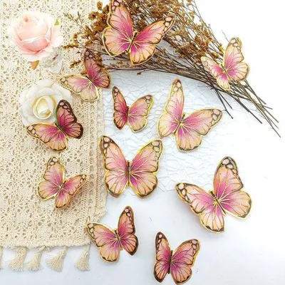 Produktbild von 36 Stück Rosa 3D Schmetterlingswandtattoos Dekoration