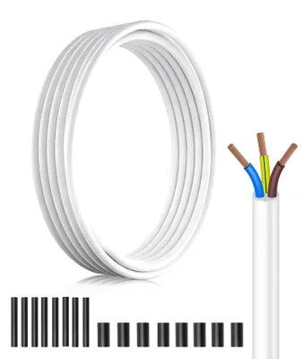 PVC Elektroleitung H05VV-F 3x1,5mm², weiß, 10m, Kupferleiter, flexibel