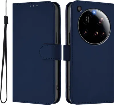 Imagen del producto de Funda para Xiaomi 15 Ultra - Cartera tipo funda Phonesta Soft Skin con cordón - Azul oscuro