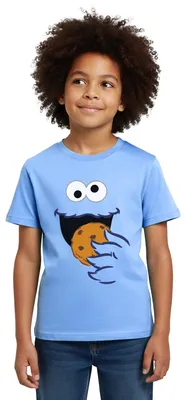 Produktbild von Spreadshirt Sesamstraße Kostüm Krümelmonster Kinder T-Shirt, 98/104 (3-4 Jahre), Himmelblau