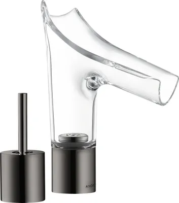 Produktbild von 2-Loch-Waschtischmischer 110 AXOR STARCK V m Glasauslauf u AG polished black chrome polished black chrome
