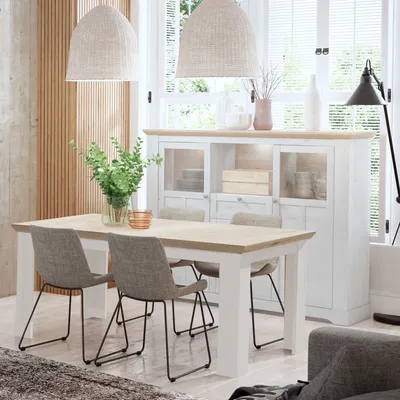 Produktbild von Esszimmer Iliano 40 Schneeeiche 2-teilig cm LED Landhausmöbel