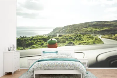 Produktbild von MuchoWow® Fototapete für Wohnzimmer oder Schlafzimmer Wandtapete Vinyl Motivtapete Gummi-Ente - Auto - Berge - 390x260 cm - Papiertapete