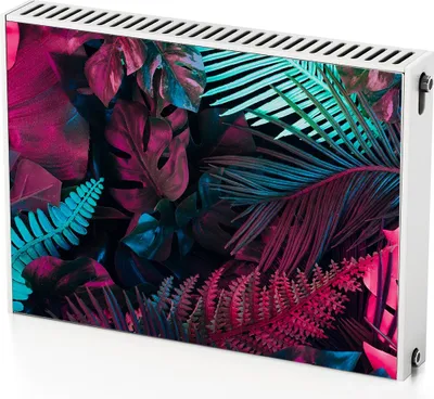 Produktbild von Exotische Blätter – Magnetische Heizkörperabdeckung – 80x60 cm – Magnet Heizkörperabdeckung – 3D Würfel – Heizkörperverkleidung – Magnetische Wandverkleidung – Wetterfest
