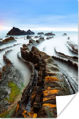 Produktbild von MuchoWow® Poster Nebel - Felsen - Wasser - Natur 120x180 cm - Kunstposter