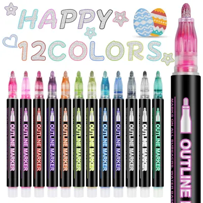 Obrázek produktu pro Sada 12 třpytivých fixů pro děti, pro scrapbooking a kreativní činnosti.