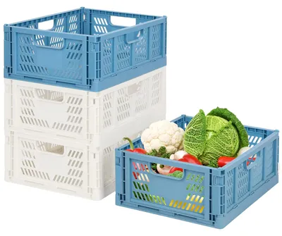 Productafbeelding van Set met 4 opbergboxen van kunststof, plankmanden, inklapbare opbergboxen, keukenmanden, ladeverdelers, stapelbare opbergkisten, transportboxen, kastopbergers, en opbergdozen voor thuis en kantoor