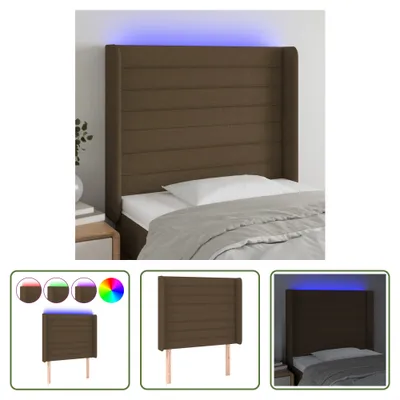 Produktbild von The Living Store LED Kopfteil Dunkelbraun 93x16x118/128 cm Stoff
