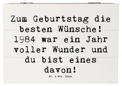 Produktbild von Mr. & Mrs. Panda kiste holz Spruch 1984 Geburtstag 22 x 15 cm - Weiß - Geschenk, Geboren am, fotobox, schatztruhe, Freunde und Familie, Geburtstagsgeschenk, Glückwunsch