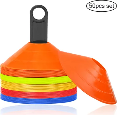 Obrázok produktu pre NAIZY Značkovacie čiapky 50 ks Športové čiapky Sada značkovacích diskov Značkovacie disky vrátane držiaka na, na tréning futbalu, hokeja, hádzanej pre koordináciu a obratnosť