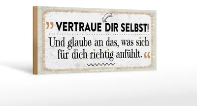 Produktbild von Holzschild Vertraue dir Selbst, 27x10 cm, Holzschilder Spruch Glück Weisheit