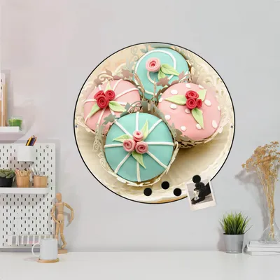 Zdjęcie produktu dla Tablica magnetyczna stalowa czarna okrągła 47cm Cupcakes