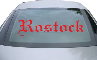 Produktbild von Indigos UG - Aufkleber Heckscheibe & Motorklappe DE6568 - rot - 600x150 mm - Stadt Rostock - Auto Scheiben Fenster Heckklappe Tuning Racing JDM - Die cut