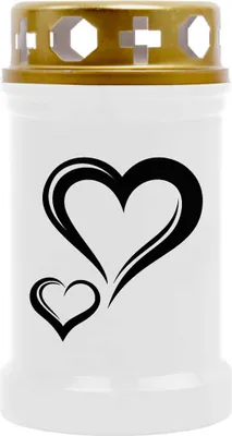 Image de Bougie funéraire Blanc 40h ( couvercle or ) - coeur