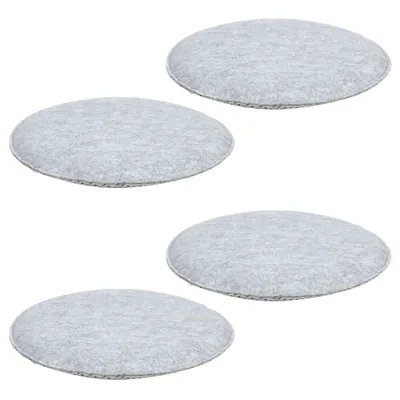Produktbild von Sitzkissen LESLIE im 4er Pack, rundes Stuhlkissen aus Filzstoff, bequemes Sitzpolster mit Noppen, schönes Stuhlpolster in grau