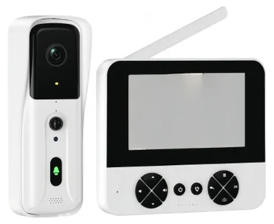 Image de Sonnette vidéo intelligente - Caméra de porte Wi-Fi - Écran IPS 10,9 cm - Caméra 1,3 MP - Audio bidirectionnel - Vision nocturne - Détection de mouvement - Blanc