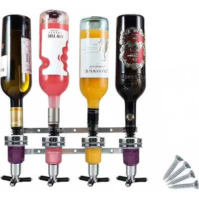 Produktbild von Flaschenhalter Wand und Dosierer Baroptik für Homebar Optik Spender für Spirituosen Bar Butler Getränkespender für Home Pub 4 Fach Ausgezeichnet