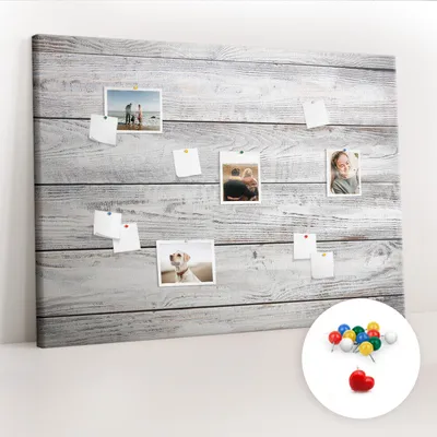 Obrázek produktu pro Korková nástěnka s kolíčky - Tabule s kolíky pro fotografie a poznámky - 140x100 cm - Připínáčky barevné 100 kusů - Malované desky