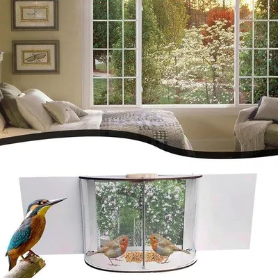 Produktbild von Famanu Futterhaus für Vögel mit 180° Sicht - Transparent