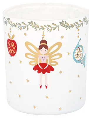Imagen del producto de Vela de cristal Cindarella, diseño navideño, color blanco, tamaño pequeño