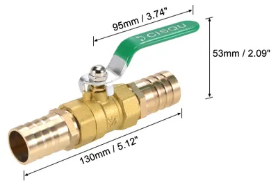 Produktbild von 1 Satz Kugelhahn Absperrventil, 25mm Schlauchtš¹lle auf 25mm Schlauchtš¹lle, Rohrverschraubungen 90 Grad Bediengriff, Messingventil mit Schlauchklemmen und Gewindedichtband