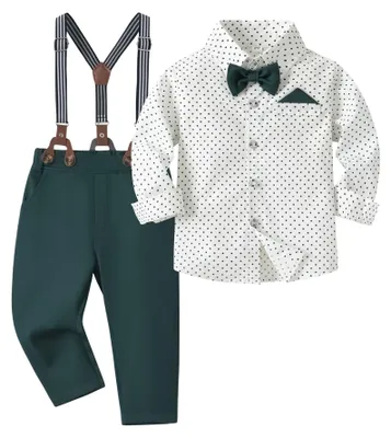 Produktbild von Baby Jungen Kleidung Set mit Krawatte und Hosenträger, 4-teilig