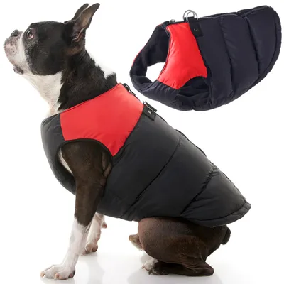 Productafbeelding van Gooby gevoerde vest voor honden – Rood, maat M – warm hondenvest met rits